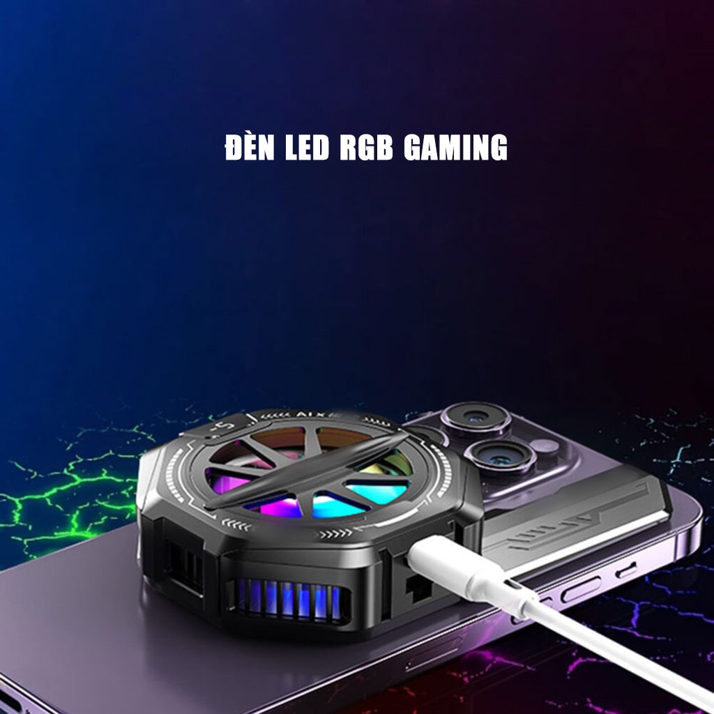Quạt tản nhiệt điện thoại sò lạnh từ tính K13 Max chỉnh nhiệt AI Led RGB hiển thị nhiệt độ công suất 15W có ngàm kẹp rời