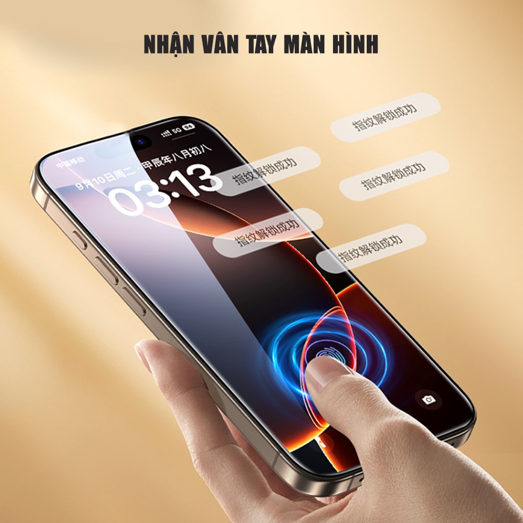 Kính cường lực Iphone 17 Pro Max chống chói AR Anti-Reflection full màn hình nhận vân tay Smart Devil