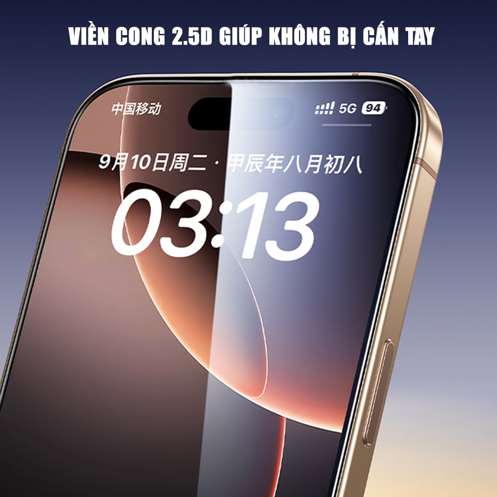 Kính cường lực Iphone 17 Pro Max chống chói AR Anti-Reflection full màn hình nhận vân tay Smart Devil