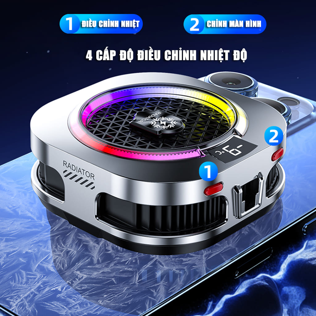 Quạt tản nhiệt điện thoại sò lạnh cao cấp TH16 Pro AI 24W kiểm soát nhiệt thông minh AI Led RGB làm lạnh không tụt FPS khi chơi game PUBG