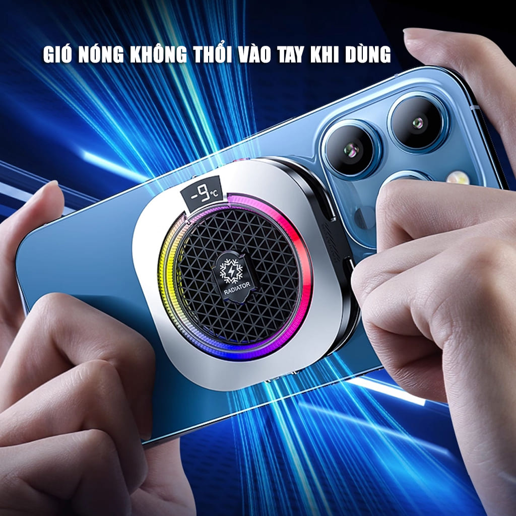 Quạt tản nhiệt điện thoại sò lạnh cao cấp TH16 Pro AI 24W kiểm soát nhiệt thông minh AI Led RGB làm lạnh không tụt FPS khi chơi game PUBG