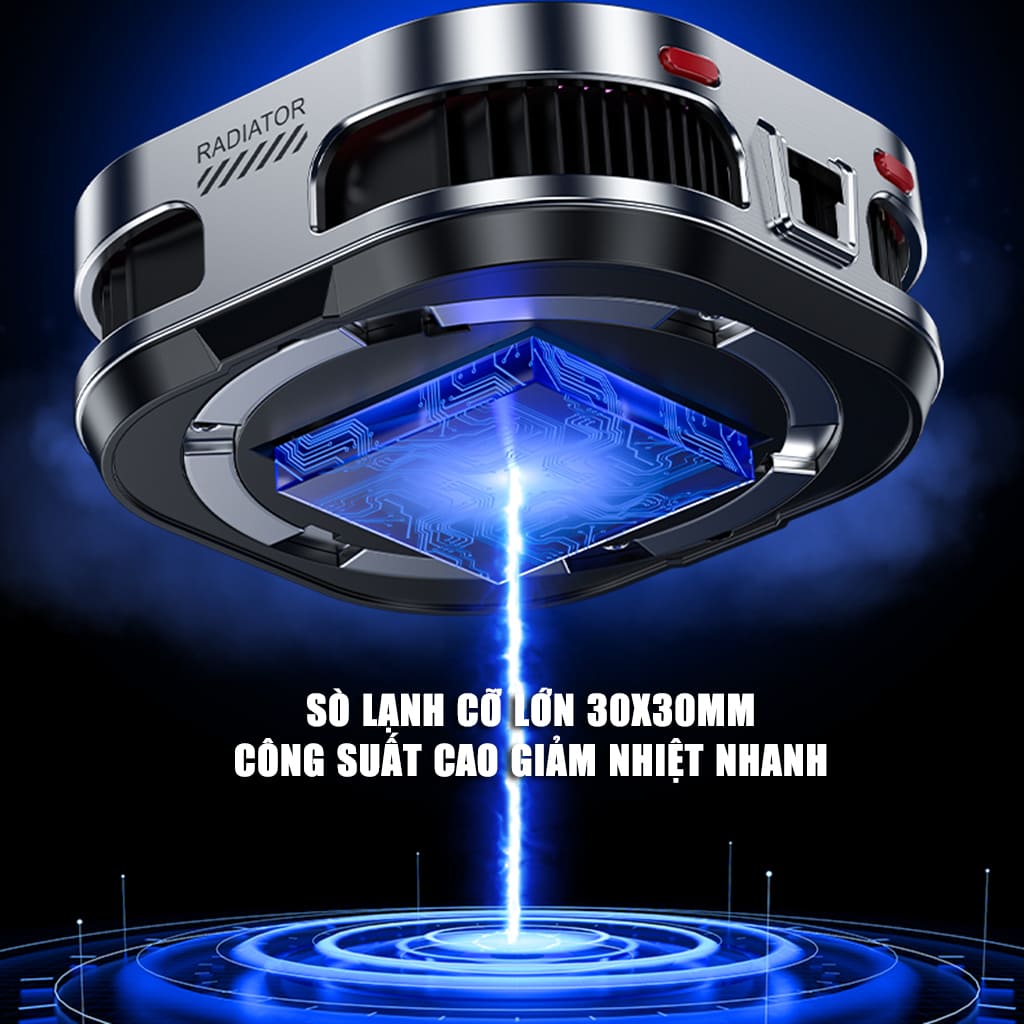 Quạt tản nhiệt điện thoại sò lạnh cao cấp TH16 Pro AI 24W kiểm soát nhiệt thông minh AI Led RGB làm lạnh không tụt FPS khi chơi game PUBG