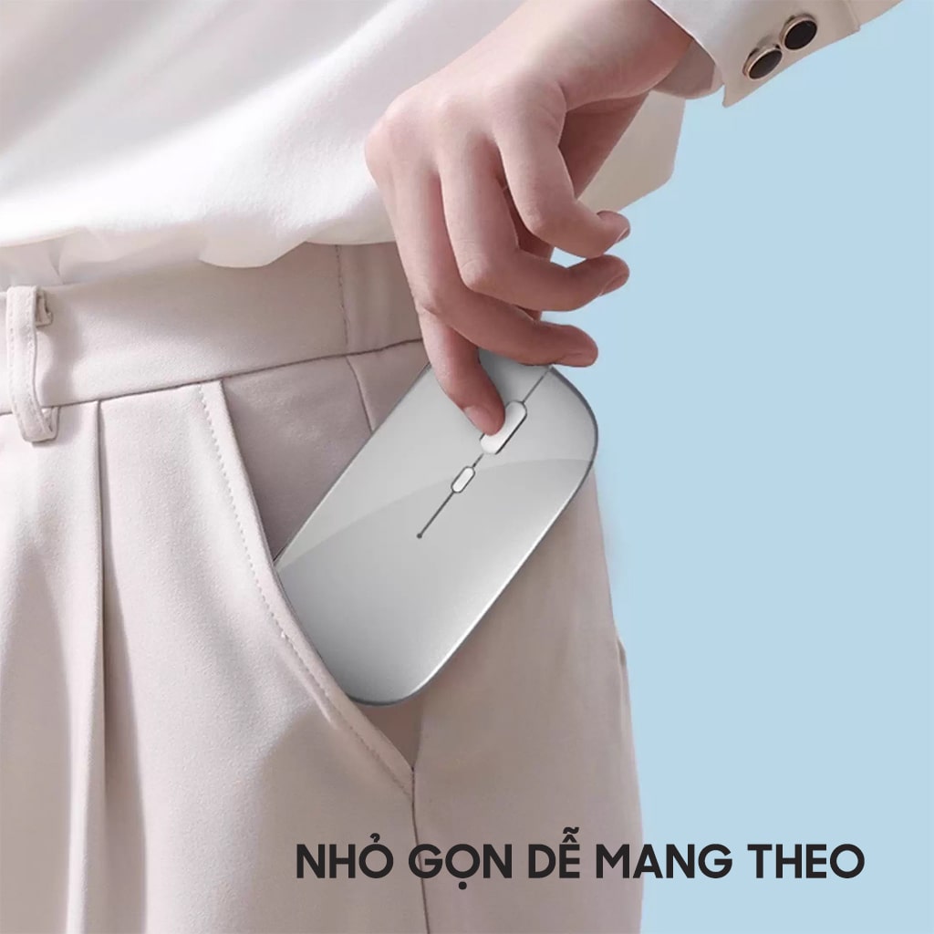 Chuột không dây Bluetooth Wireless 2.4G im lặng siêu mỏng pin sạc có đèn LED dùng làm việc chơi game văn phòng