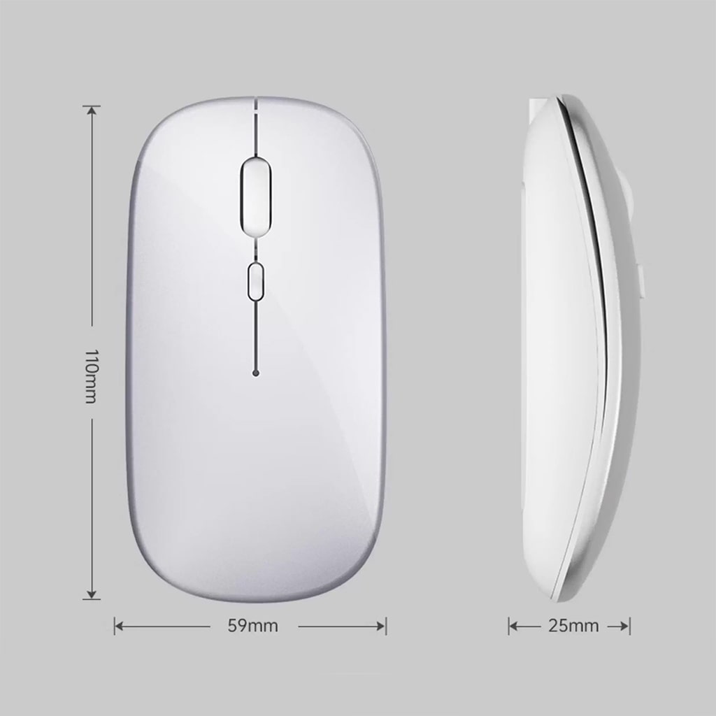 Chuột không dây Bluetooth Wireless 2.4G im lặng siêu mỏng pin sạc có đèn LED dùng làm việc chơi game văn phòng