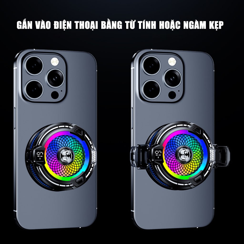 Quạt sò lạnh tản nhiệt điện thoại cao cấp FS18 Pro AI 30W kiểm soát nhiệt thông minh AI Led RGB làm lạnh không tụt FPS khi chơi game PUBG