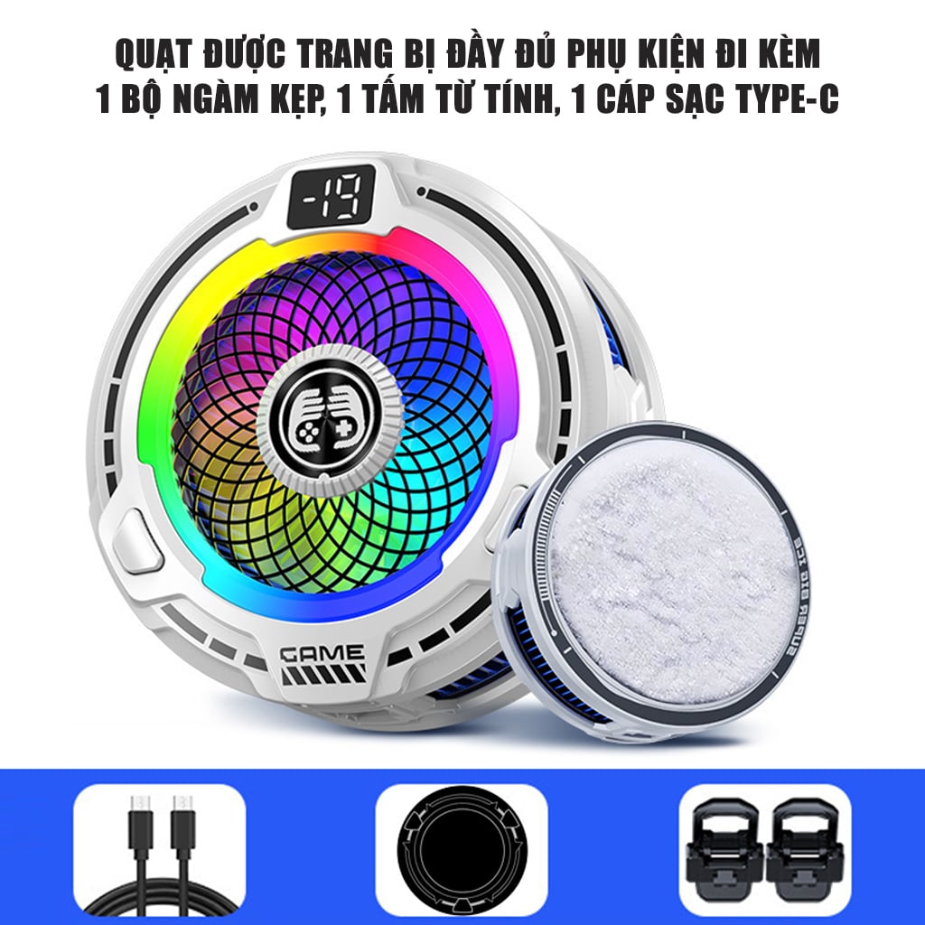 Quạt sò lạnh tản nhiệt điện thoại cao cấp FS18 Pro AI 30W kiểm soát nhiệt thông minh AI Led RGB làm lạnh không tụt FPS khi chơi game PUBG