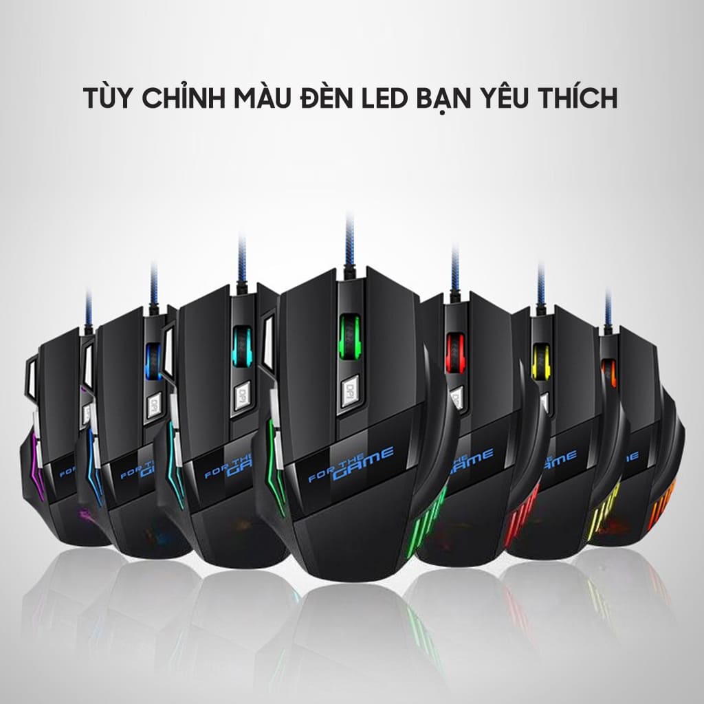Chuột có dây Gaming G6 2400 DPI Led RGB đổi màu 7 nút bấm dây bọc dù chắc chắn chuột máy tính văn phòng chơi game giá rẻ