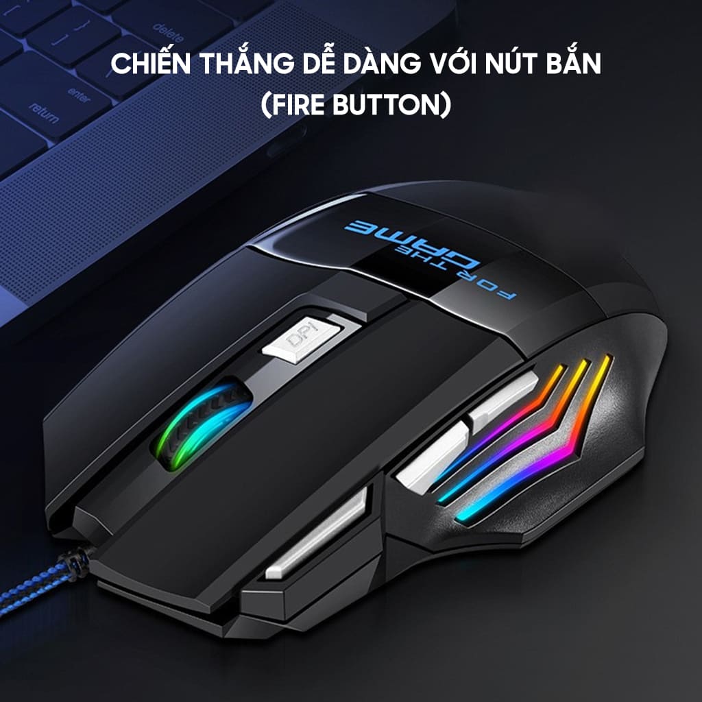 Chuột có dây Gaming G6 2400 DPI Led RGB đổi màu 7 nút bấm dây bọc dù chắc chắn chuột máy tính văn phòng chơi game giá rẻ