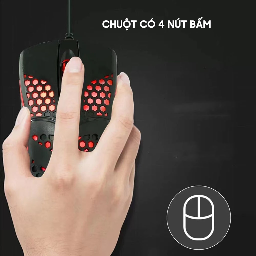 Chuột có dây Gaming X6 1200 DPI USB Led RGB đục lỗ chuột máy tính văn phòng chơi game giá rẻ