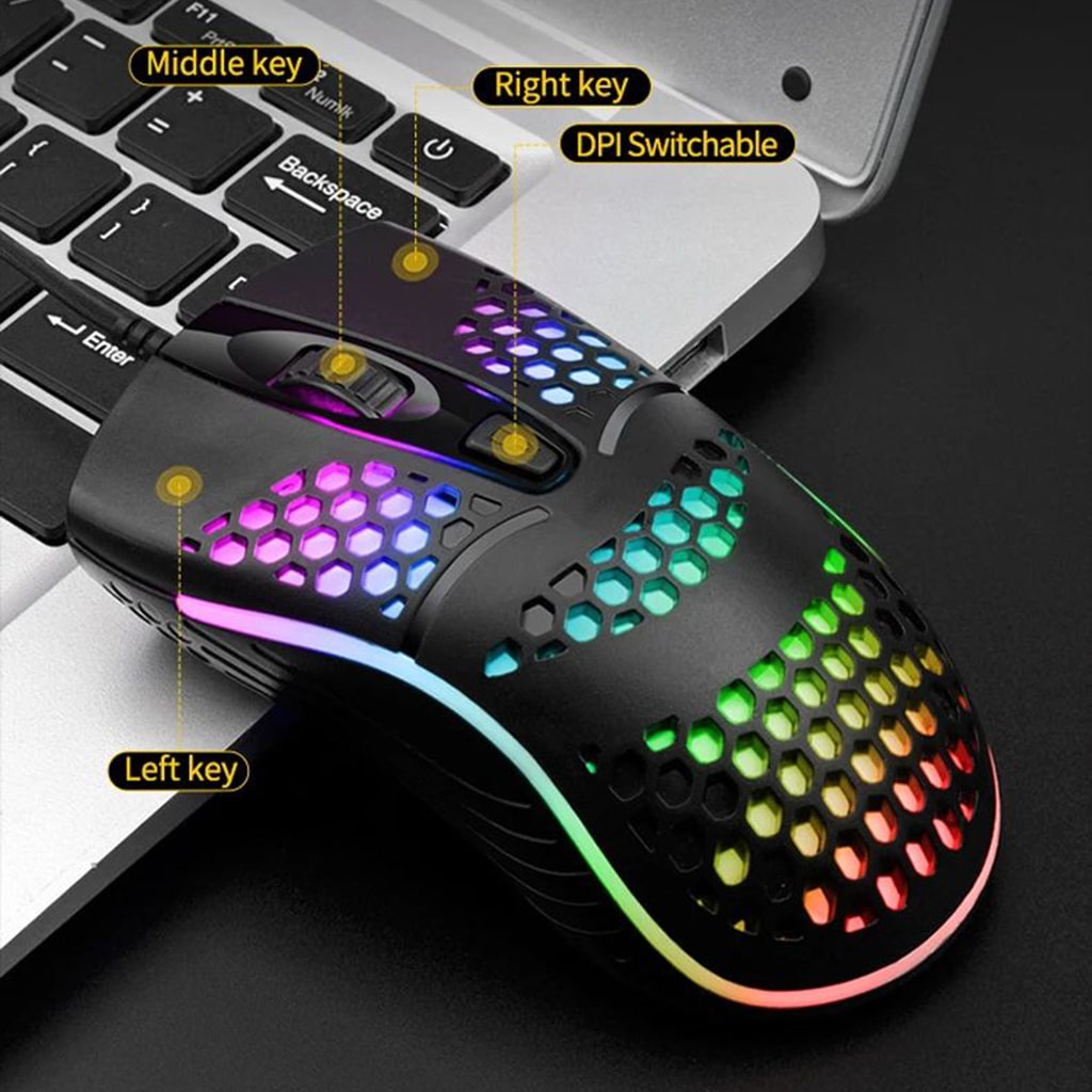 Chuột có dây Gaming X6 1200 DPI USB Led RGB đục lỗ chuột máy tính văn phòng chơi game giá rẻ