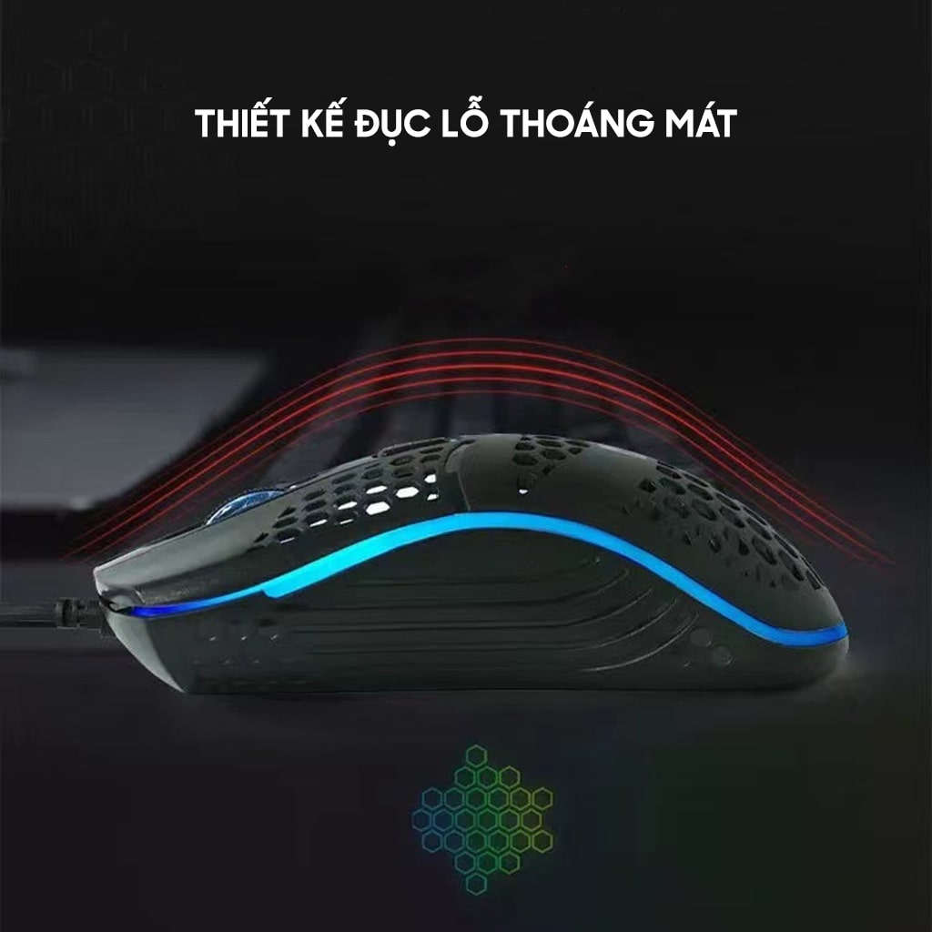 Chuột có dây Gaming X6 1200 DPI USB Led RGB đục lỗ chuột máy tính văn phòng chơi game giá rẻ
