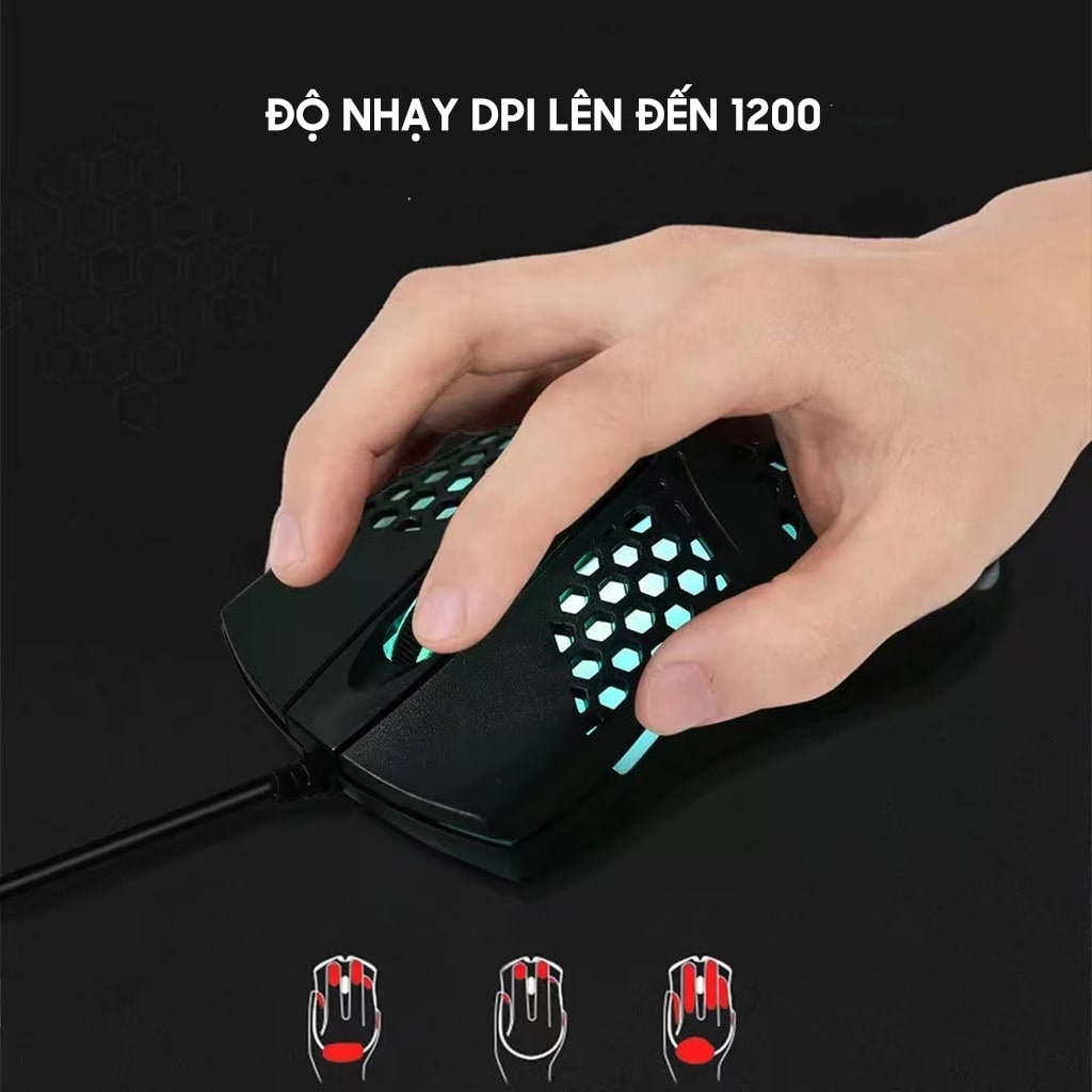 Chuột có dây Gaming X6 1200 DPI USB Led RGB đục lỗ chuột máy tính văn phòng chơi game giá rẻ