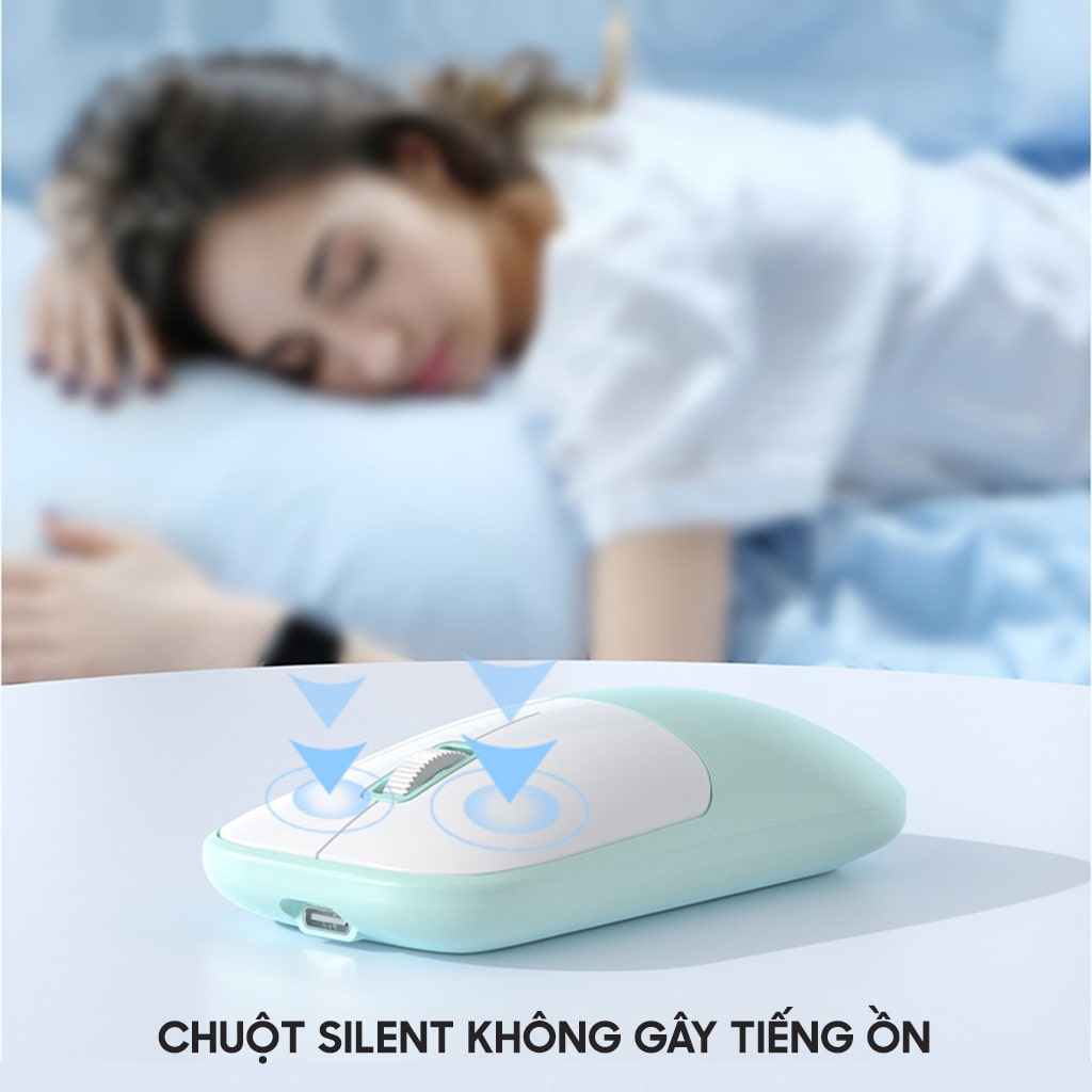 Chuột không dây C2 kết nối Wireless 2.4G pin sạc 500mAh dùng làm việc chơi game máy tính văn phòng