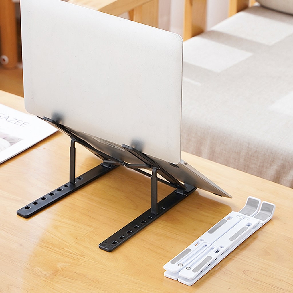 Giá đỡ tản nhiệt laptop Ipad E1 bằng nhựa gấp gọn đế tản nhiệt 8 nấc điều chỉnh độ cao giá rẻ màu bạc