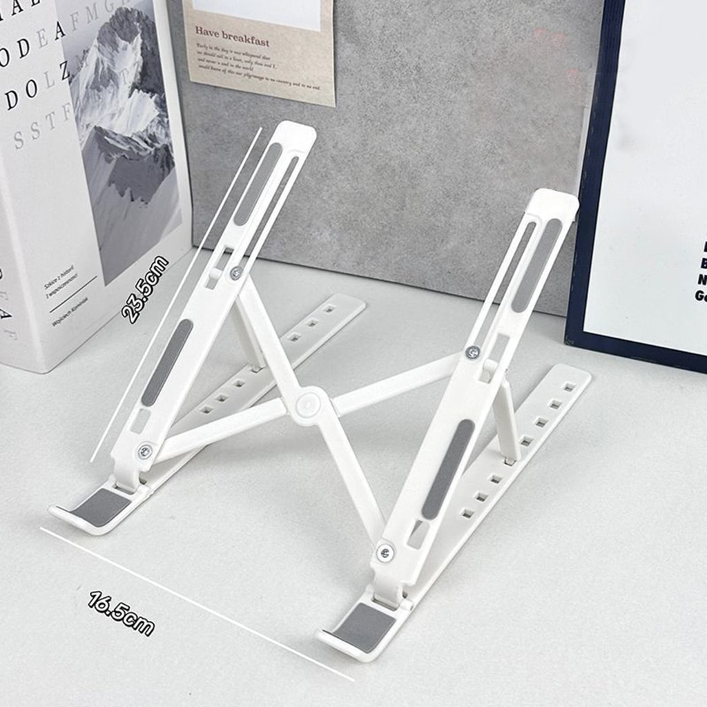 Giá đỡ tản nhiệt laptop Ipad E1 bằng nhựa gấp gọn đế tản nhiệt 8 nấc điều chỉnh độ cao giá rẻ màu bạc