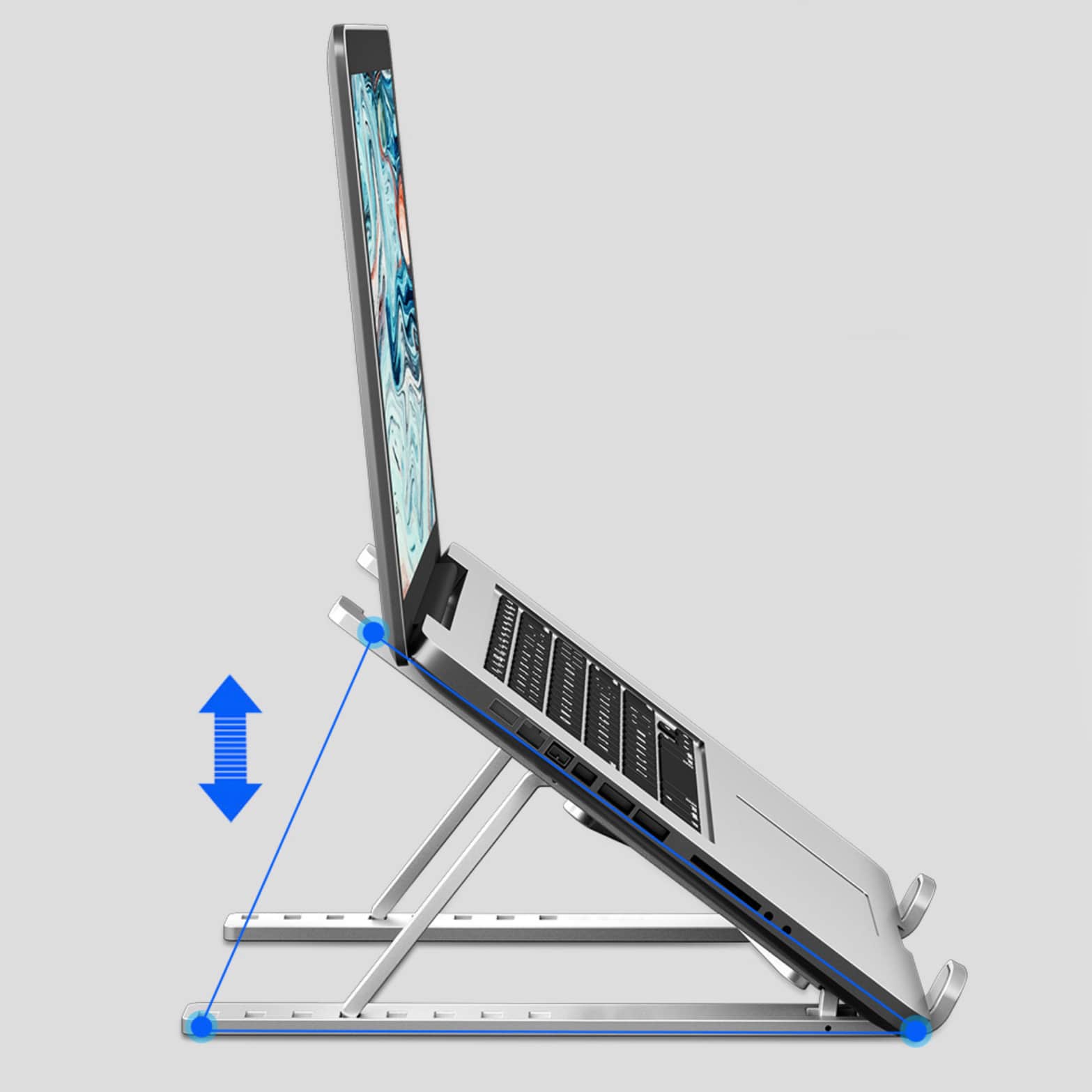 Giá đỡ tản nhiệt laptop Ipad E1 bằng nhựa gấp gọn đế tản nhiệt 8 nấc điều chỉnh độ cao giá rẻ màu bạc