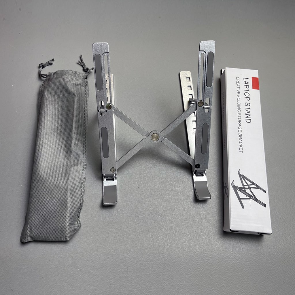 Giá đỡ tản nhiệt laptop Ipad E2 hợp kim nhôm cao cấp gấp gọn đế tản nhiệt 7 nấc điều chỉnh độ cao màu bạc