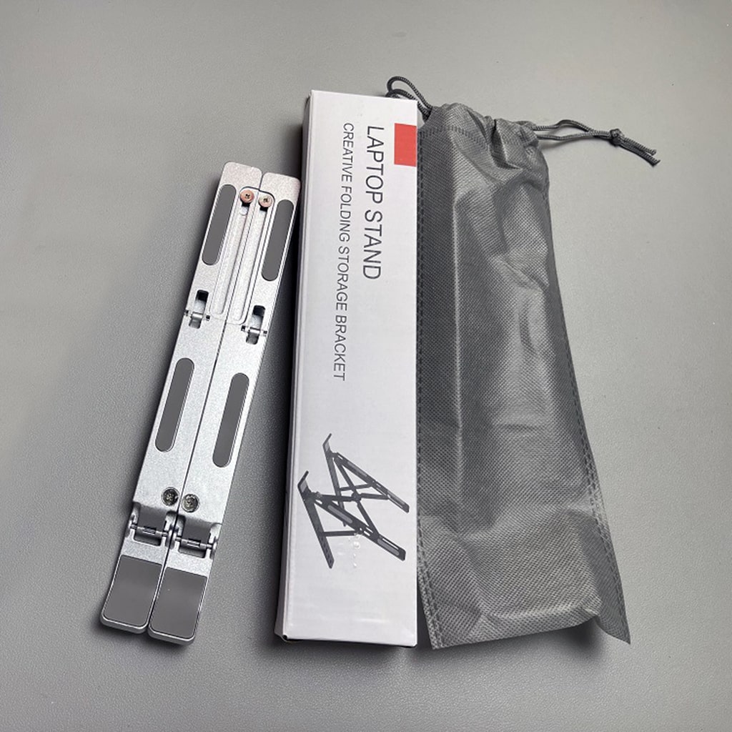 Giá đỡ tản nhiệt laptop Ipad E2 hợp kim nhôm cao cấp gấp gọn đế tản nhiệt 7 nấc điều chỉnh độ cao màu bạc