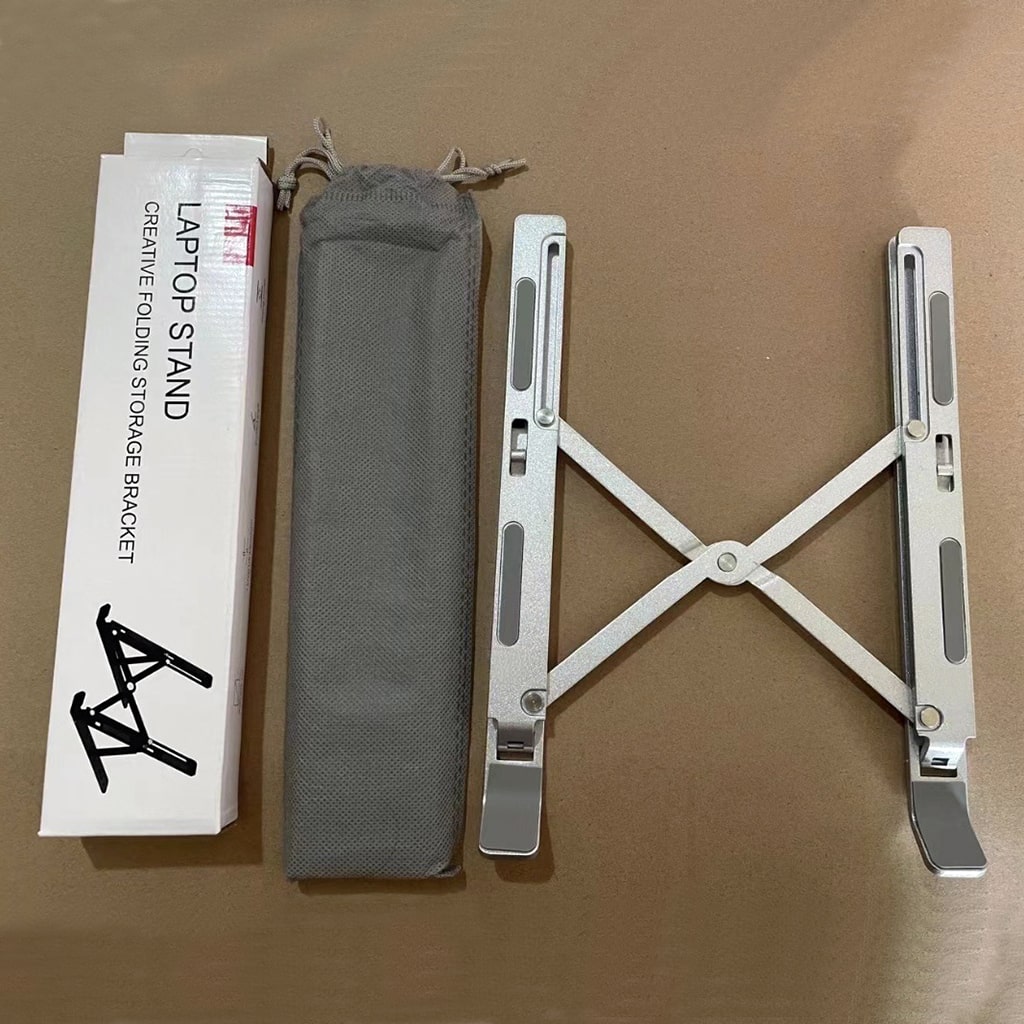 Giá đỡ tản nhiệt laptop Ipad E2 hợp kim nhôm cao cấp gấp gọn đế tản nhiệt 7 nấc điều chỉnh độ cao màu bạc