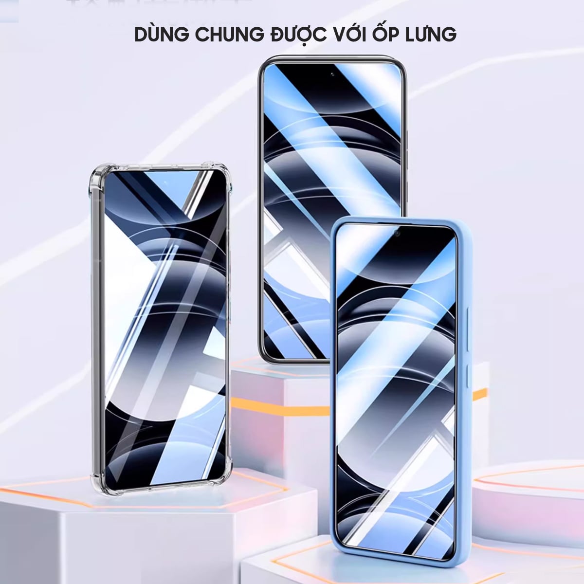 Kính cường lực Realme GT8 Pro trong suốt full màn hình chính hãng Smart Devil có khung hỗ trợ dán