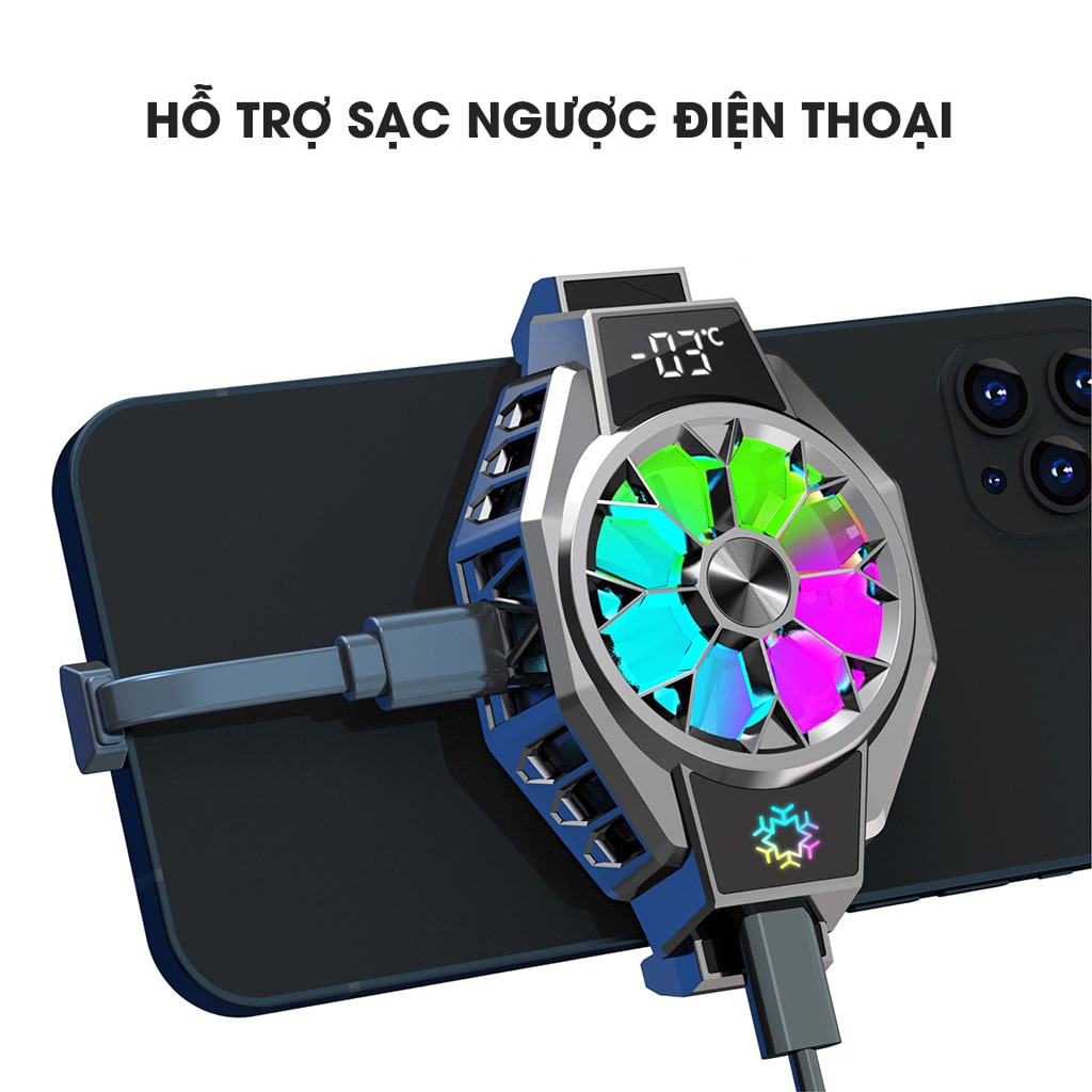 Quạt tản nhiệt điện thoại sò lạnh X9 Led RGB Gaming hỗ trợ tăng FPS Game Mobile Liên Quân Pubg FF