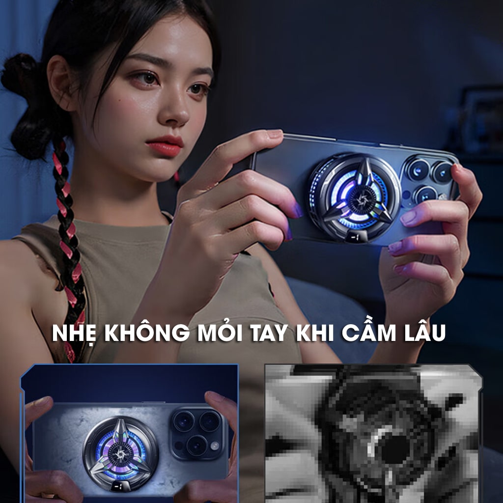Quạt tản nhiệt điện thoại sò lạnh từ tính SL50 Pro đóng băng bề mặt có ngàm kẹp rời màn hình hiển thị nhiệt độ
