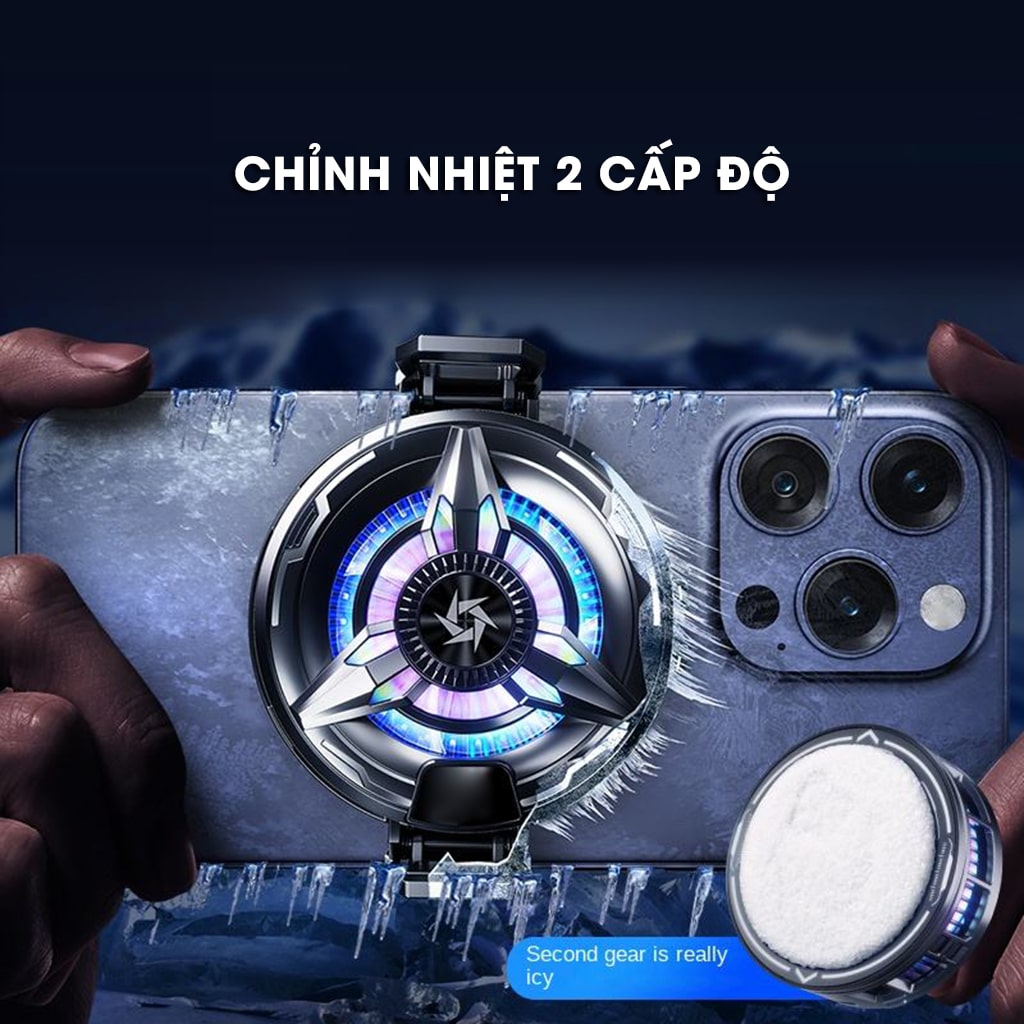 Quạt tản nhiệt điện thoại sò lạnh từ tính SL50 SE Pro đóng băng bề mặt có ngàm kẹp rời đèn Led RGB Gaming