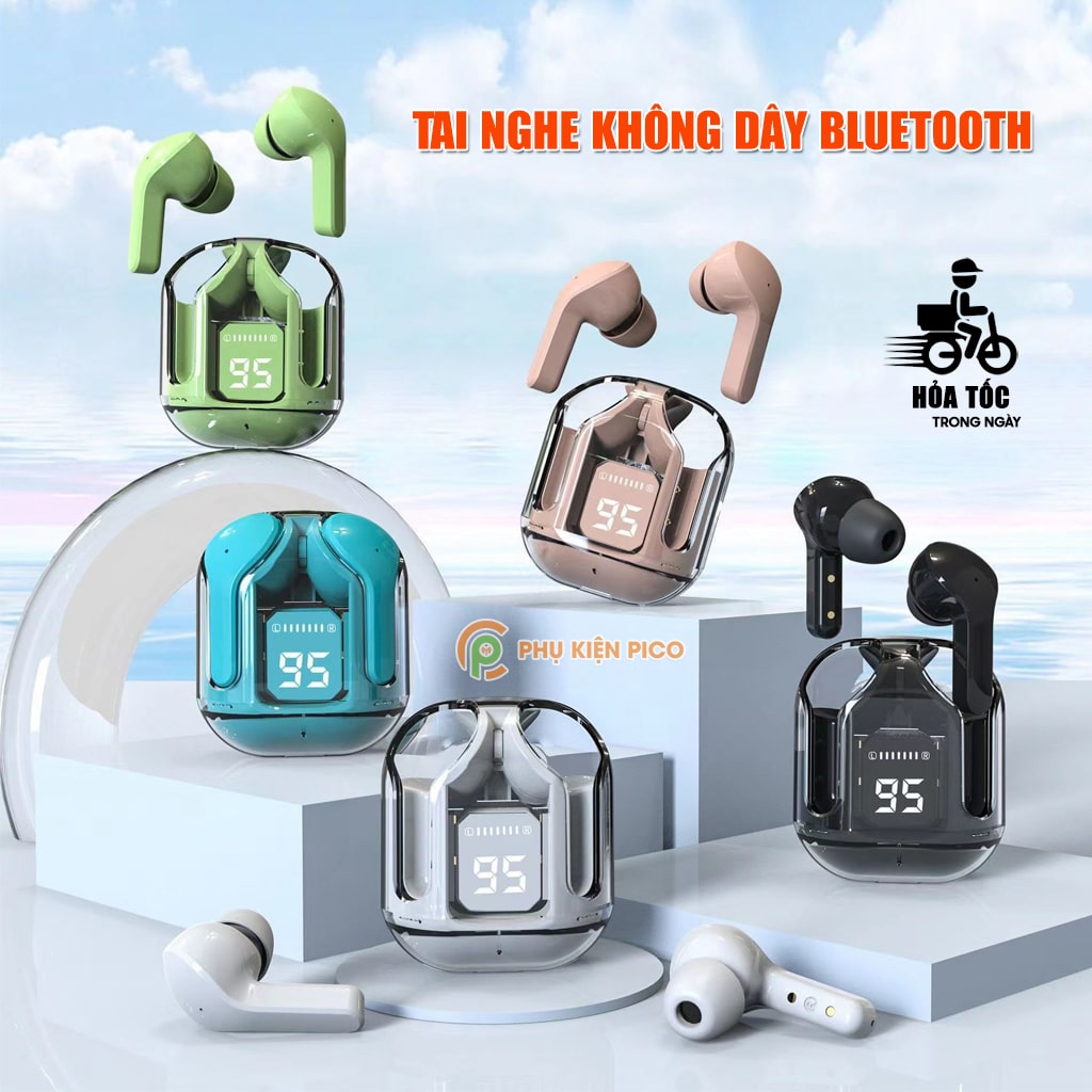 Tai nghe không dây nhét tai giảm tiếng ồn trong suốt W3 Max Bluetooth 5.3 mới có màn hình kỹ thuật số tích hợp và micro