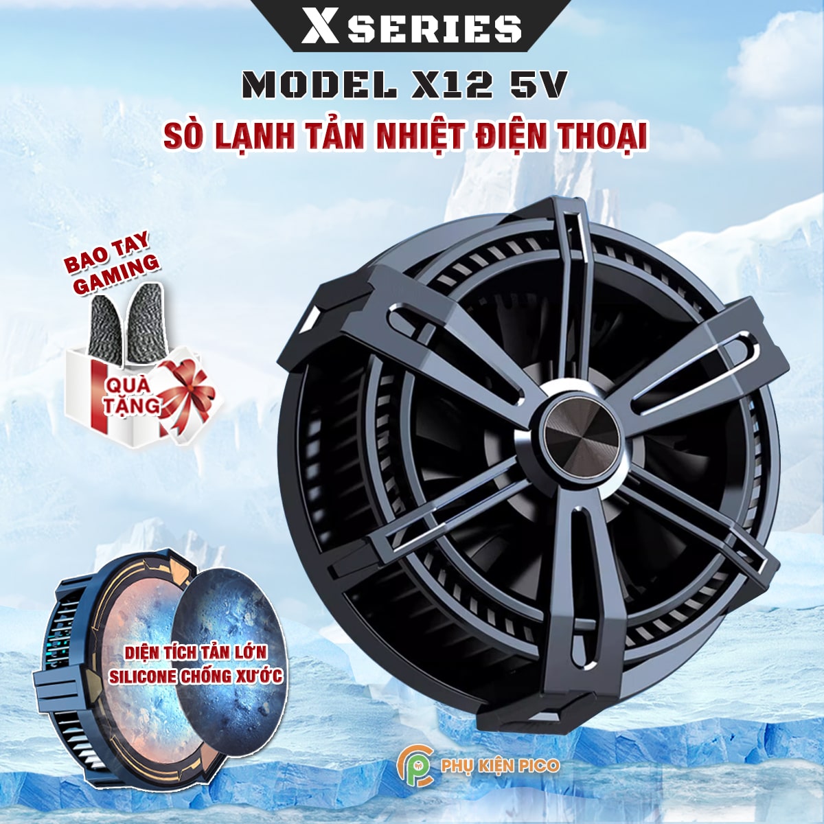Quạt tản nhiệt điện thoại sò lạnh từ tính X12 công suất 10W Led RGB Gaming hỗ trợ tăng FPS Game Mobile Liên Quân Pubg FF