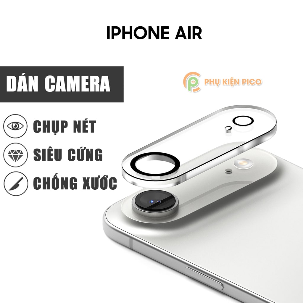 Dán cường lực camera Iphone 17 Air thấu kính nổi 3D độ cứng 9H trong suốt chống trầy xước va đập