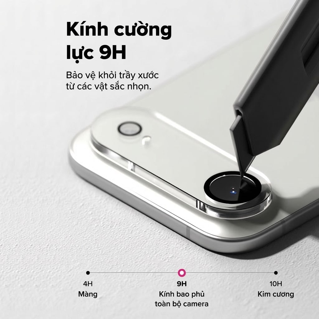 Dán cường lực camera Iphone 17 Air thấu kính nổi 3D độ cứng 9H trong suốt chống trầy xước va đập