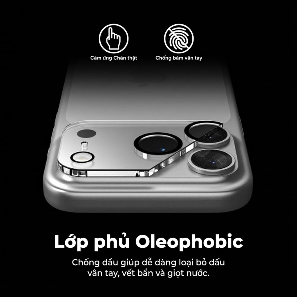 Dán cường lực camera Iphone 17 Pro thấu kính nổi 3D độ cứng 9H trong suốt chống trầy xước va đập
