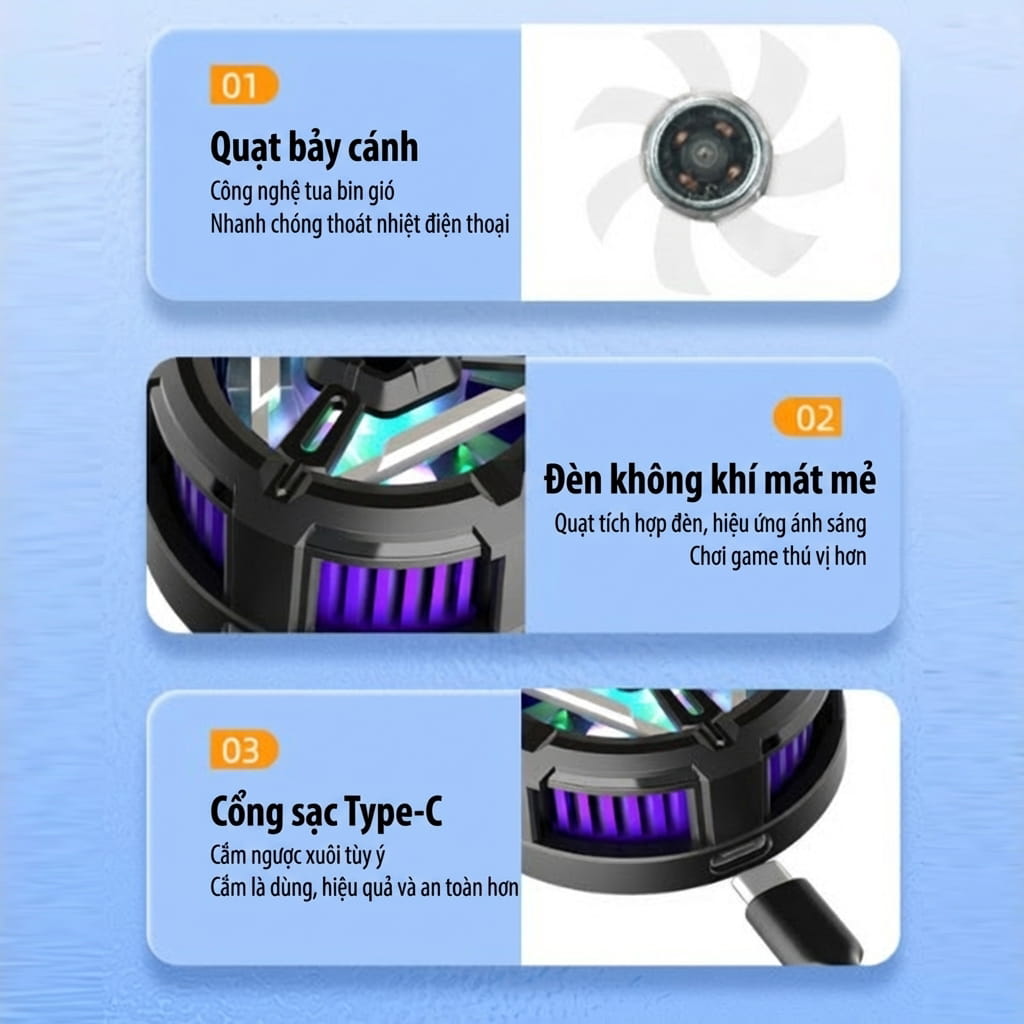 Quạt tản nhiệt điện thoại sò lạnh từ tính S10 Led Gaming hỗ trợ tăng FPS Game Mobile Liên Quân Pubg Free Fire
