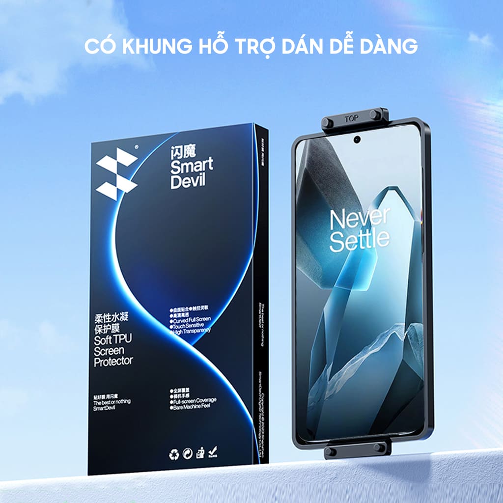 Dán màn hình Oneplus 13 5G full màn hình chính hãng Smart Devil Hydrogel PPF cao cấp dẻo trong suốt có khung hỗ trợ dán