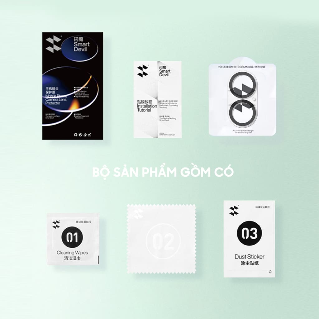 Kính cường lực camera Iphone 17 thấu kính nổi 3D Smart Devil độ cứng 9H trong suốt chống trầy xước va đập