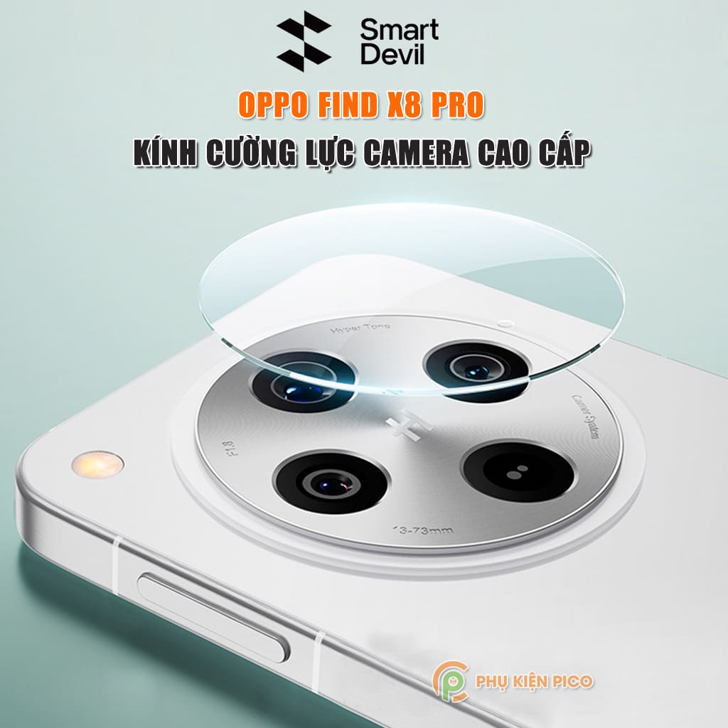 Kính cường lực camera Oppo Find X8 Pro thấu kính nổi 3D Smart Devil độ cứng 9H trong suốt chống trầy xước va đập