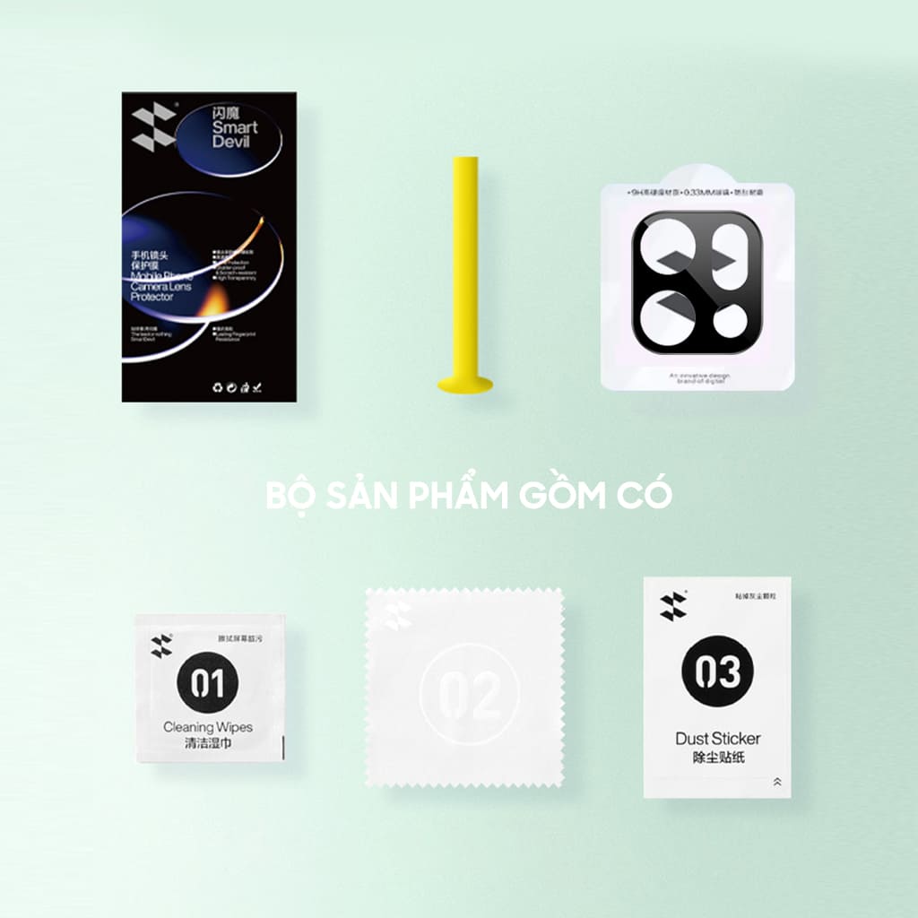 Kính cường lực camera Oppo Find X9 Pro thấu kính nổi 3D Smart Devil độ cứng 9H trong suốt chống trầy xước va đập