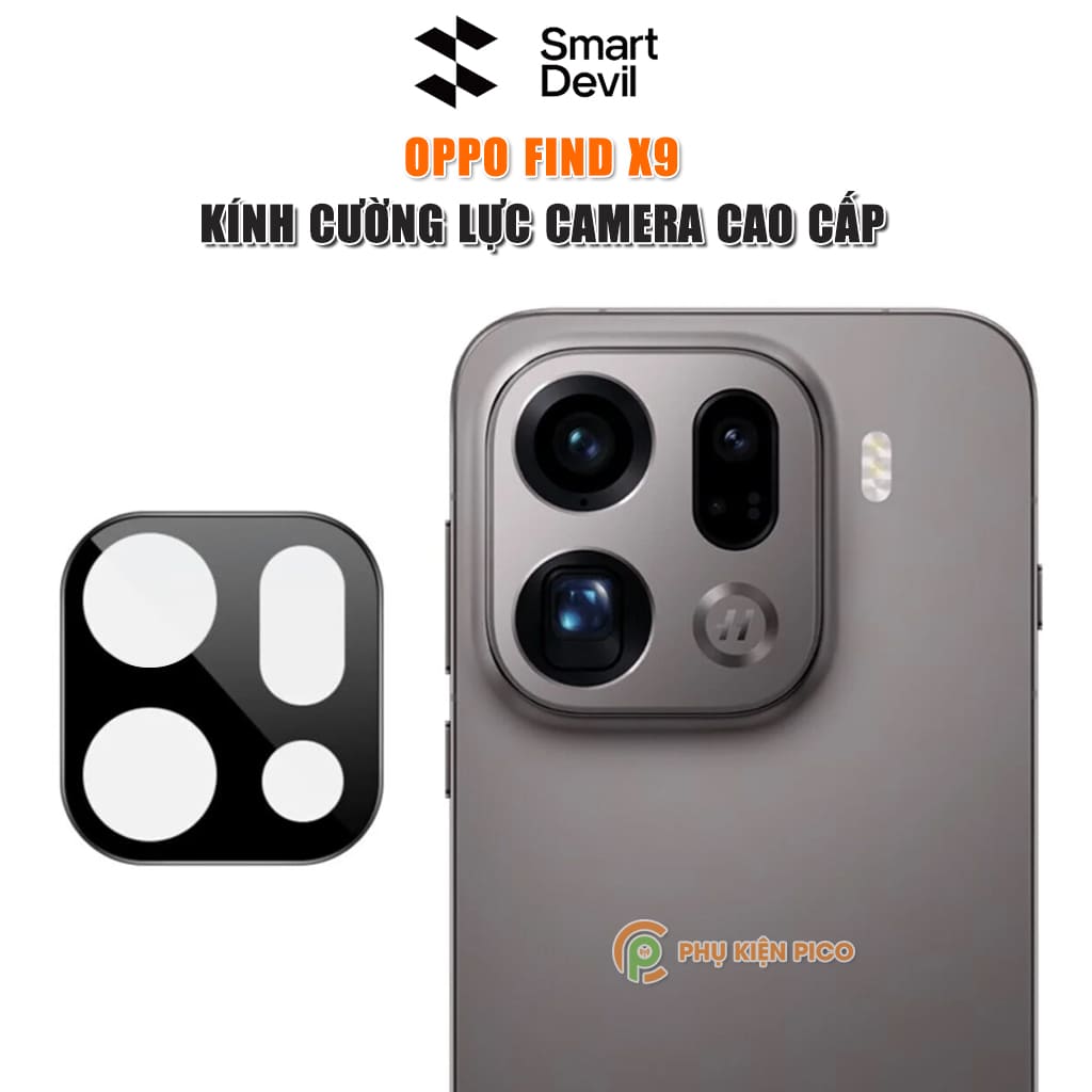 Kính cường lực camera Oppo Find X9 thấu kính nổi 3D Smart Devil độ cứng 9H trong suốt chống trầy xước va đập