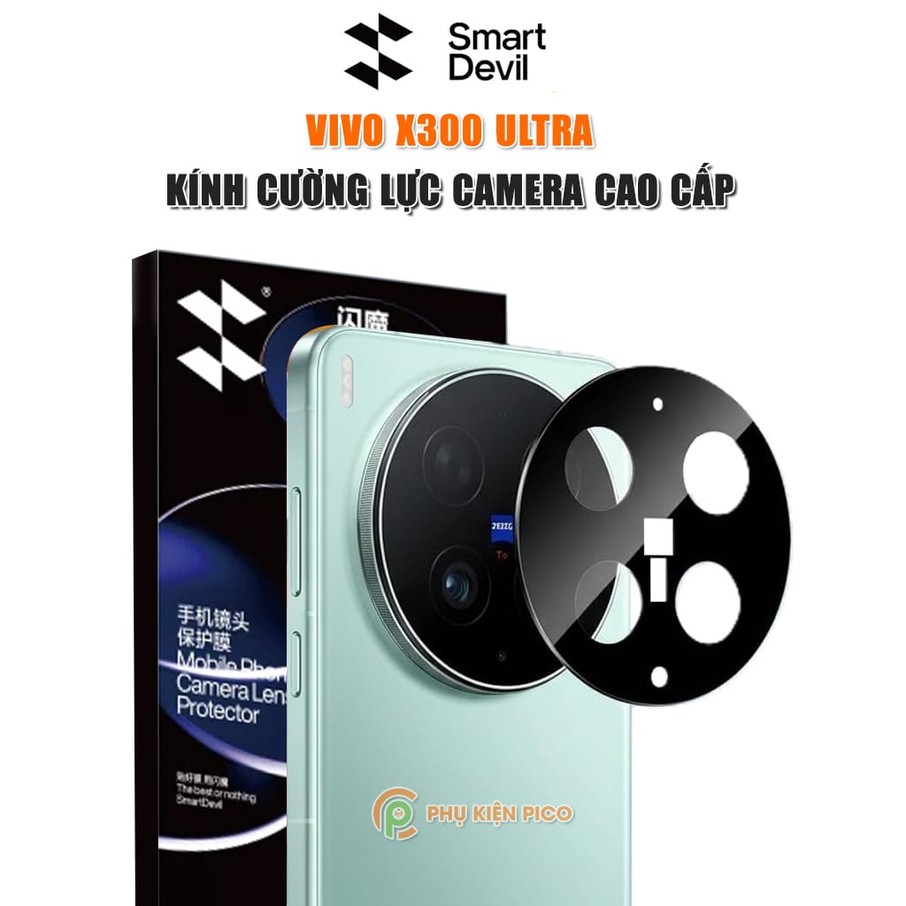 Kính cường lực camera Vivo X300 Ultra thấu kính nổi 3D Smart Devil độ cứng 9H trong suốt chống trầy xước va đập