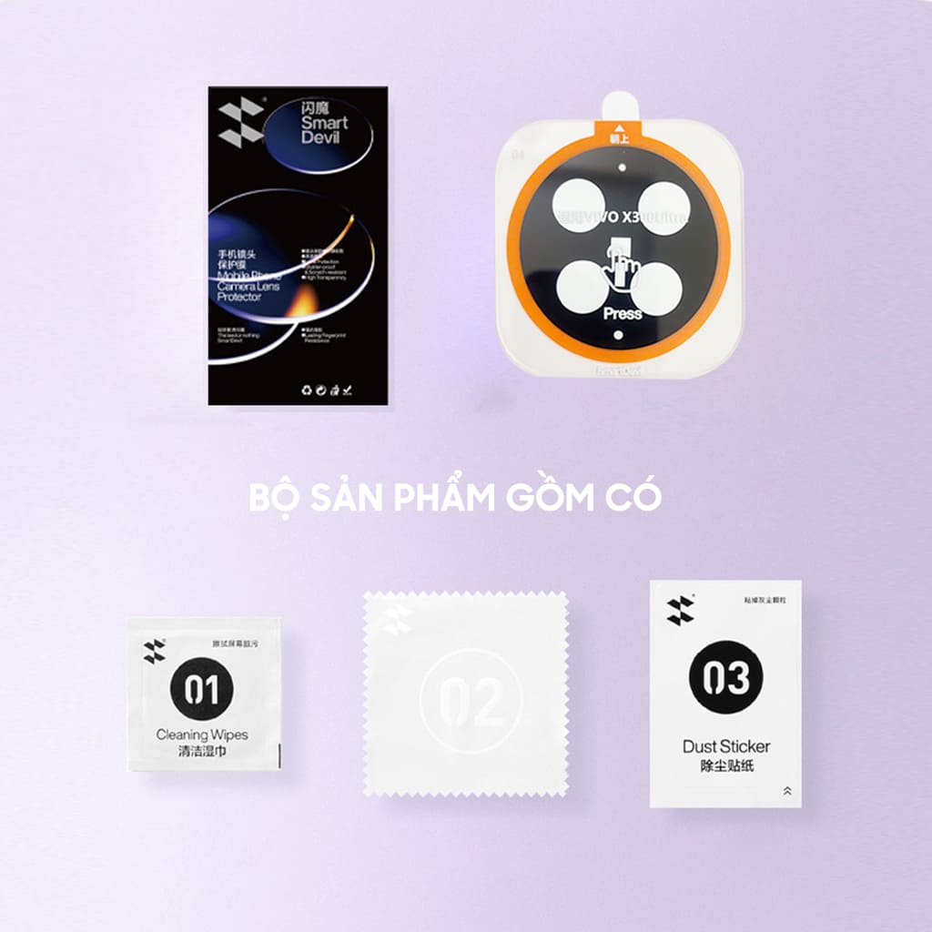 Kính cường lực camera Vivo X300 Ultra thấu kính nổi 3D Smart Devil độ cứng 9H trong suốt chống trầy xước va đập