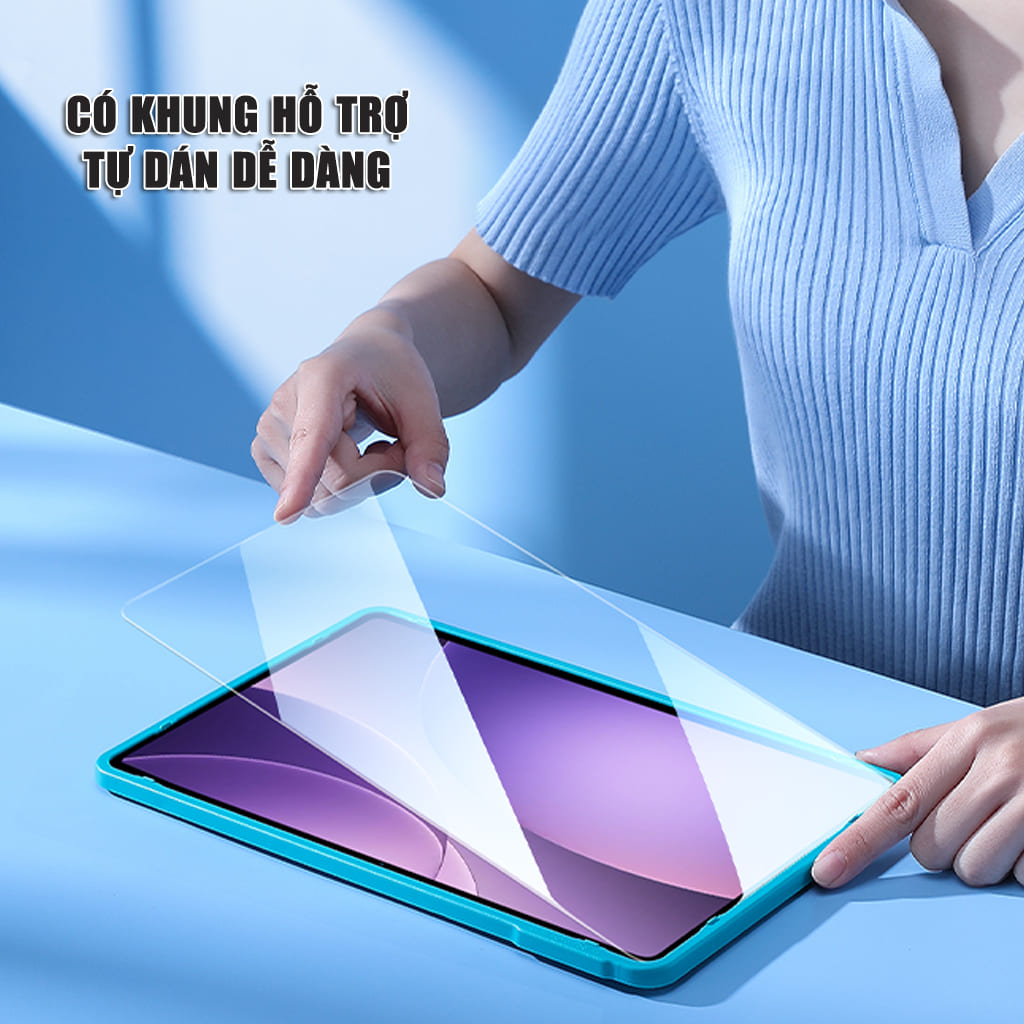 Kính cường lực Oppo Pad 5 Pro 13.2 Inch Smart Devil full màn hình trong suốt không viền đen có khung hỗ trợ dán