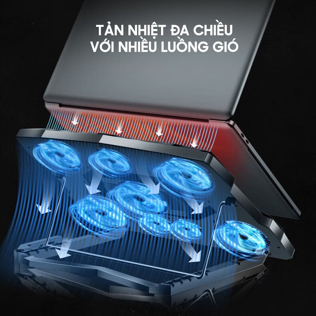 Đế tản nhiệt Laptop sò lạnh Z32 8 quạt siêu tốc làm mát cực đỉnh phù hợp máy 14 - 17.3 Inch màn hình hiển thị Led RGB
