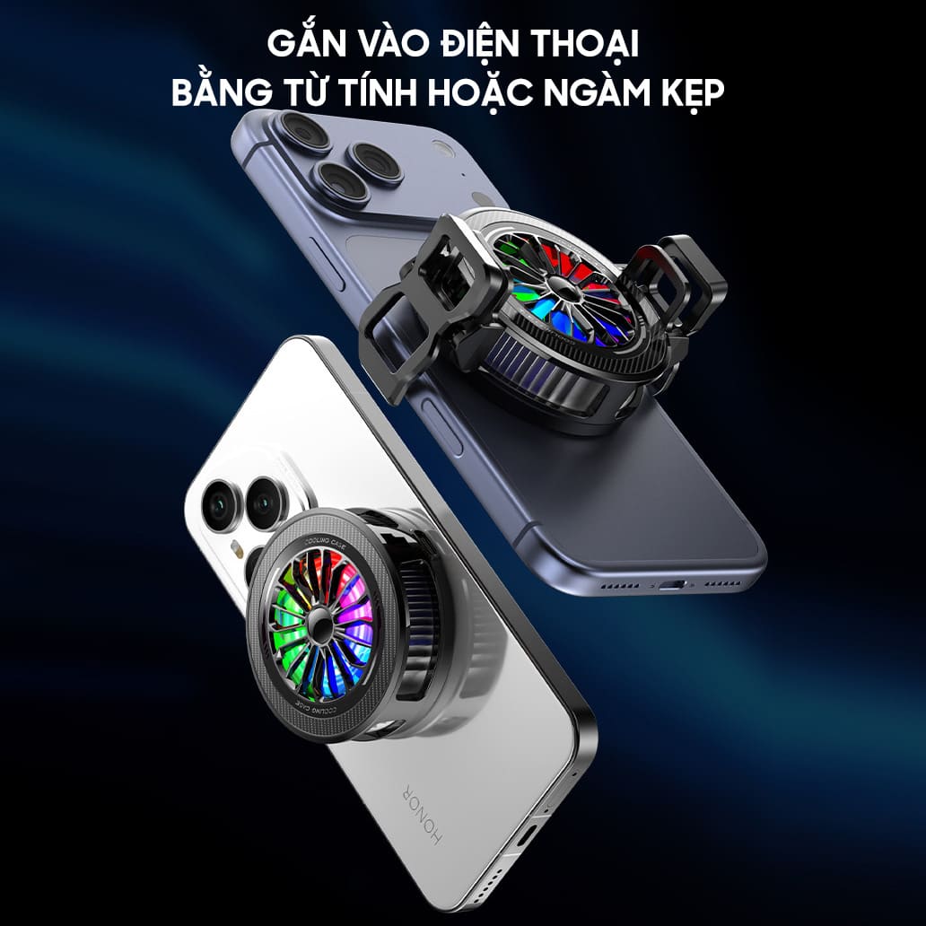 Quạt sò lạnh tản nhiệt điện thoại K5 (Y5) đóng băng bề mặt có ngàm kẹp rời giảm nhiệt nhanh hỗ trợ tăng FPS Gaming Liên Quân PUBG