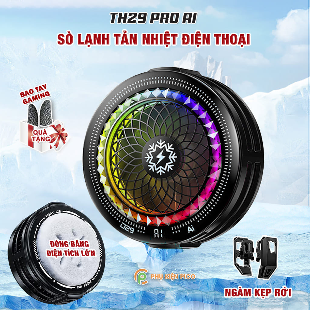 TH29 Pro AI - Quạt sò lạnh lý tưởng cho livestream Quạt tản nhiệt sò lạnh TH29 Pro AI cho livestream điện thoại