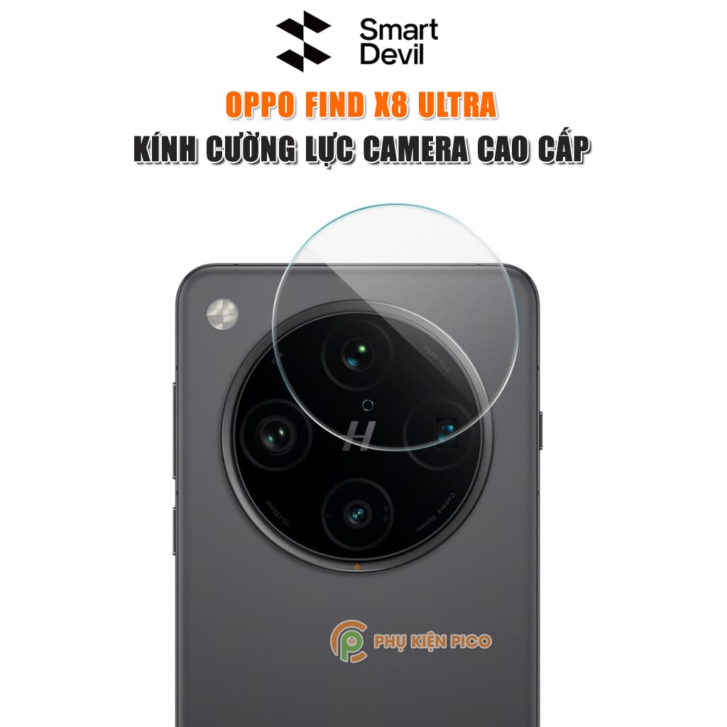 Kính cường lực camera Oppo Find X8 Ultra thấu kính nổi 3D Smart Devil độ cứng 9H trong suốt chống trầy xước va đập