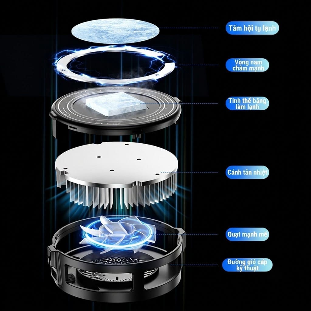 Quạt tản nhiệt điện thoại sò lạnh từ tính CT20 đóng băng bề mặt có ngàm kẹp rời giảm nhiệt nhanh hỗ trợ tăng FPS Gaming Liên Quân PUBG