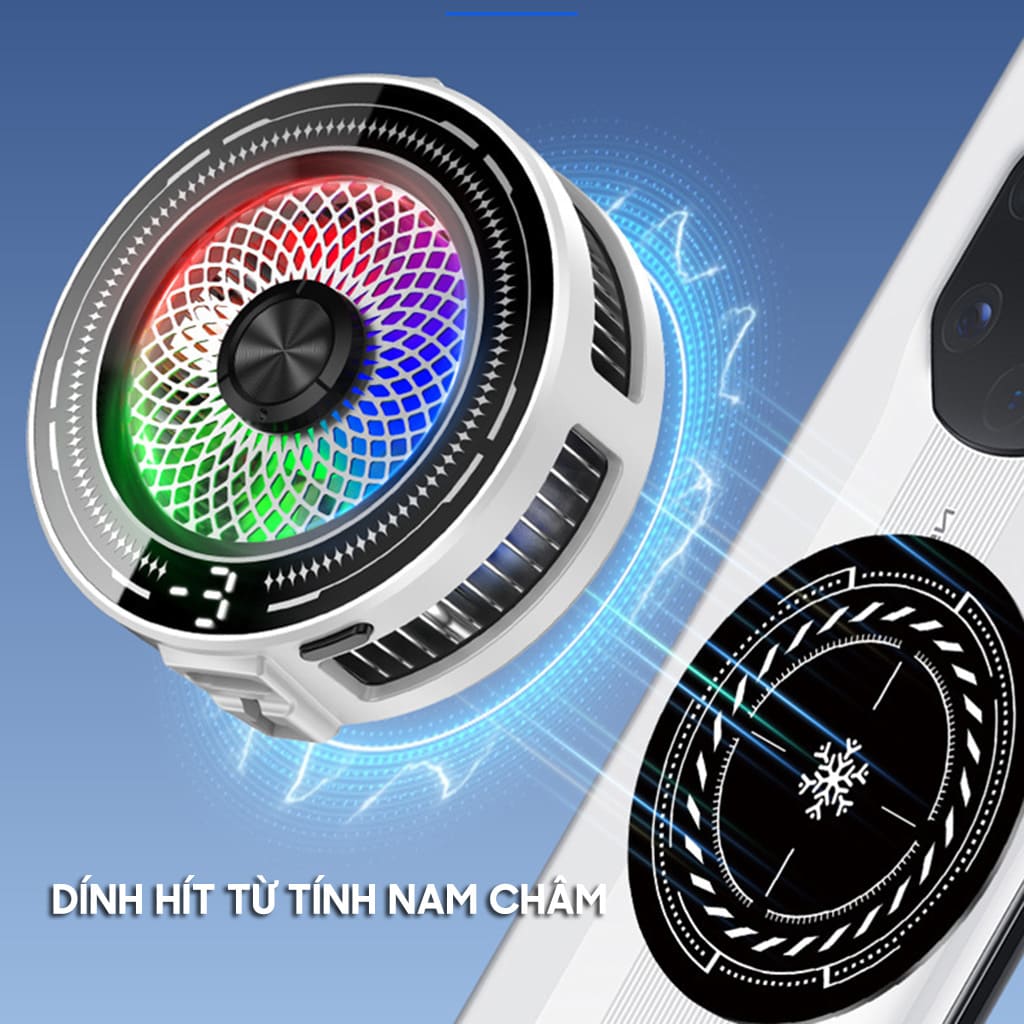 Quạt tản nhiệt điện thoại sò lạnh từ tính CT20 đóng băng bề mặt có ngàm kẹp rời giảm nhiệt nhanh hỗ trợ tăng FPS Gaming Liên Quân PUBG