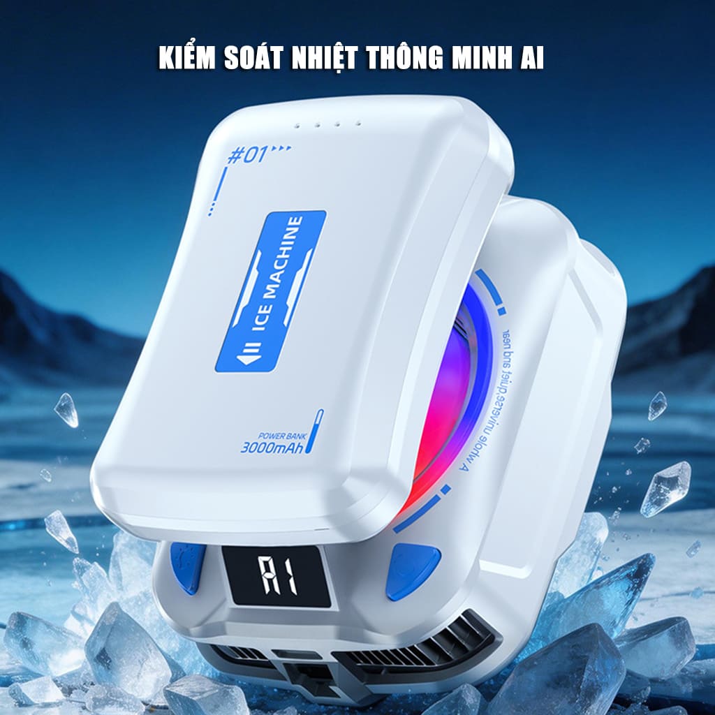 Quạt sò lạnh tản nhiệt điện thoại không dây TH21 pin rời 3000mAh AI kiểm soát nhiệt thông minh Led RGB đóng băng full mặt