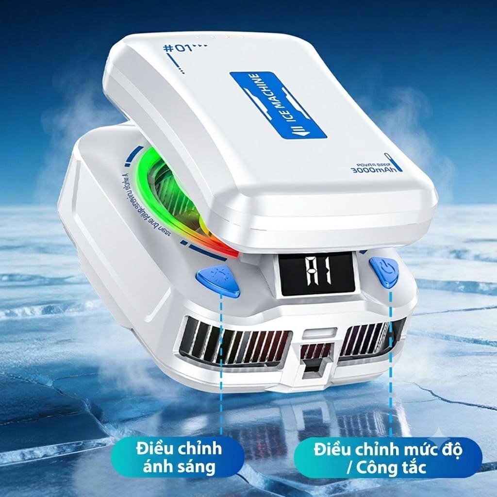 Quạt sò lạnh tản nhiệt điện thoại không dây TH21 pin rời 3000mAh AI kiểm soát nhiệt thông minh Led RGB đóng băng full mặt