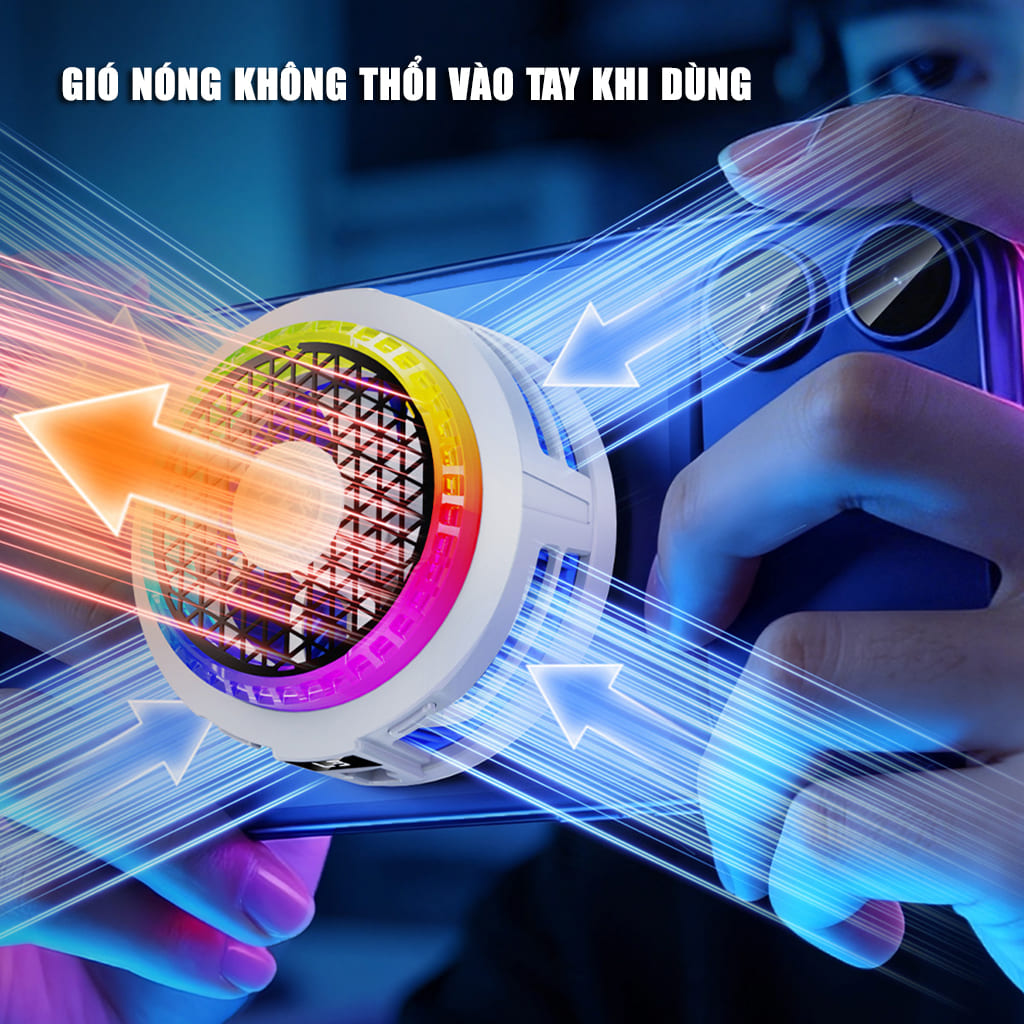Quạt sò lạnh tản nhiệt điện thoại cao cấp TH20 Pro 9V AI kiểm soát nhiệt thông minh Led RGB làm lạnh nhanh không tụt FPS khi chơi game Mobile